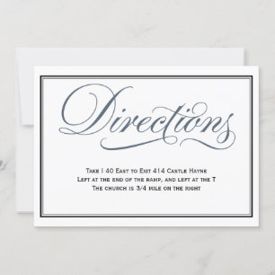 Invitación Instrucciones de boda con guión azul pizarra inclu