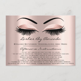 Invitación Instrucciones de postcuidado latigazos maquillaje
