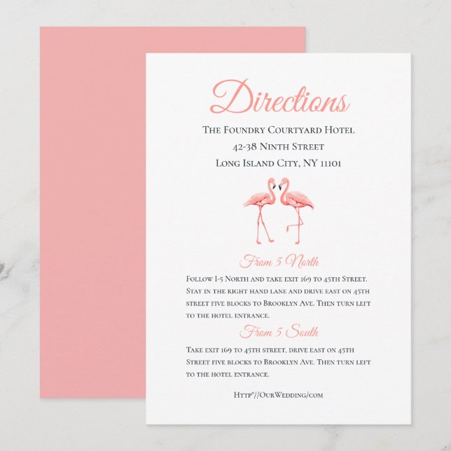 Invitación Instrucciones para detalles tropicales Boda de fla (Anverso / Reverso)
