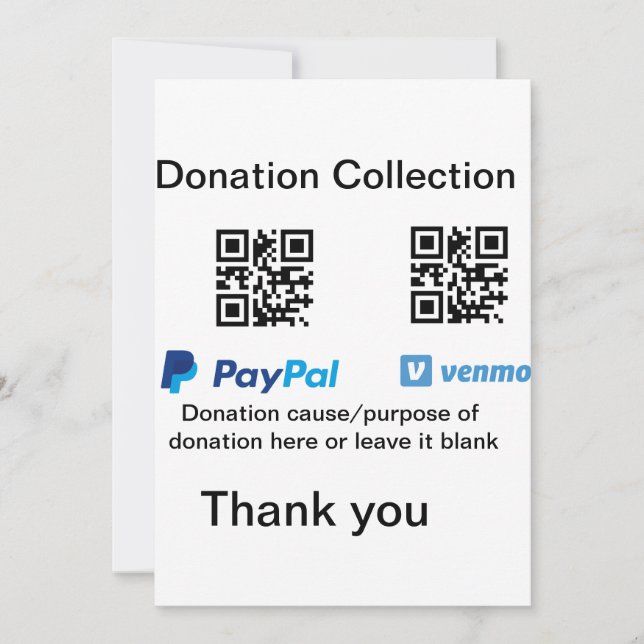 Invitación Instrucciones para la recolección de donaciones: a (Anverso)