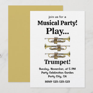 Invitación Instrumento de trompeta Músico de fiesta musical