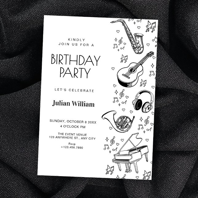 Invitación instrumentos musicales cumpleaños (Subido por el creador)