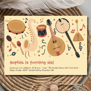 Invitación Instrumentos musicales cumpleaños niños