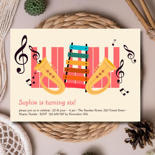 Invitación Instrumentos musicales cumpleaños niños (Subido por el creador)