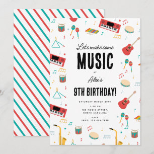 Invitación Instrumentos Musicales Tema Musical Fiesta de Cump