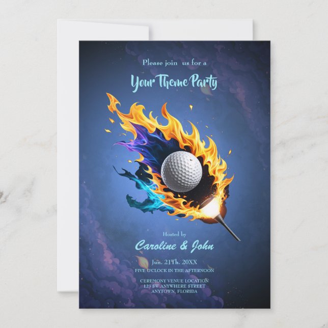 Invitación Intensidad de la llama: La pelota de golf en acció (Anverso)