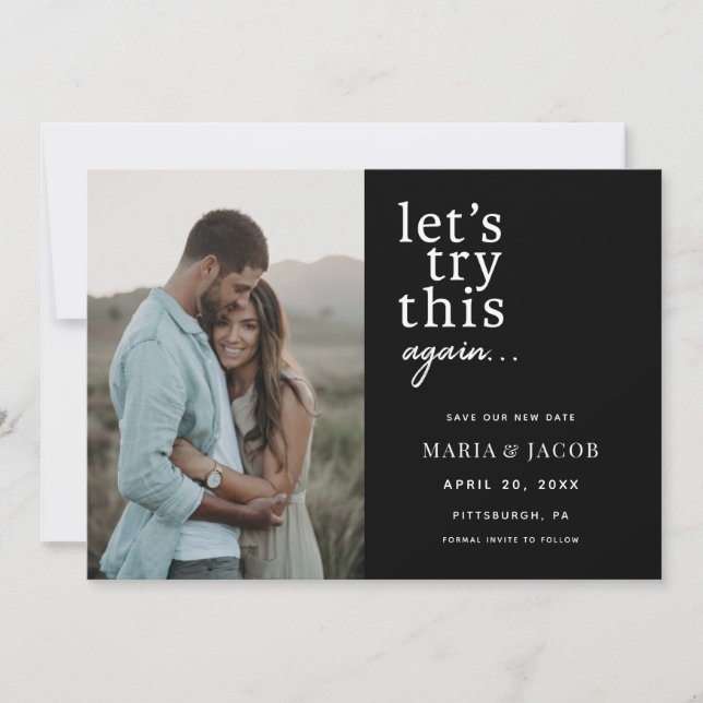 Invitación Intentemos esto de nuevo Guardar la fecha (Anverso)