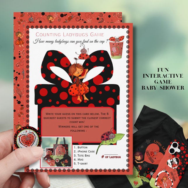 Invitación Interactive Counting Ladybugs Game Card | Template (Interactive counting Ladybug game)