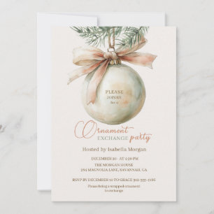 Invitación Intercambio de Adornos de Navidad con Perla Vintag