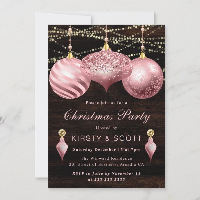 Invitación Intercambio de adornos de Navidad elegantes de col (Anverso)