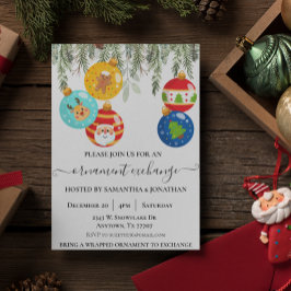 Invitación Intercambio de Adornos de Navidad para Fiesta Navi