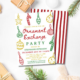 Invitación Intercambio de Adornos Dibujados a Mano Fiesta de