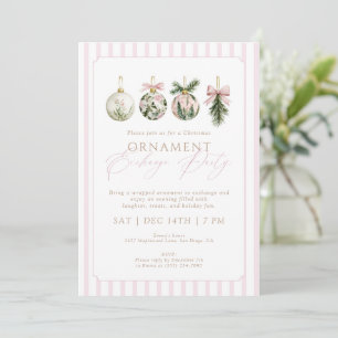 Invitación Intercambio de Adornos Elegantes de Rosa Fiesta de