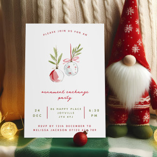 Invitación Intercambio de Adornos Minimalistas Navideños