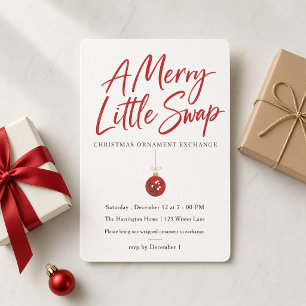 Invitación Intercambio de Adornos Navideños Alegre y Pequeño 