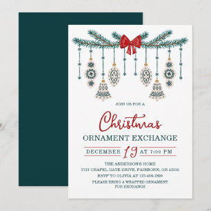 Invitación Intercambio de Adornos Navideños Fiesta