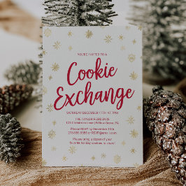 Invitación Intercambio de cookies de copo de nieve de oro
