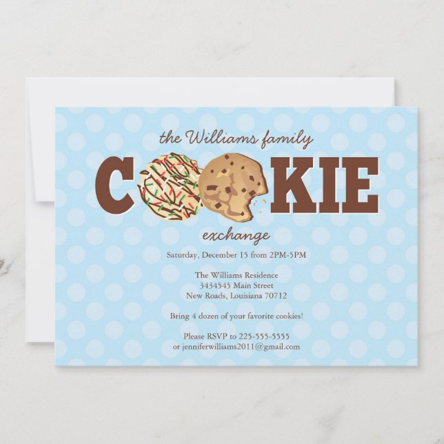 Invitación Intercambio de cookies de vacaciones (Anverso)