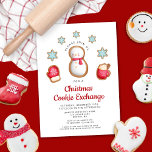 Invitación Intercambio de cookies entre Navidades de Snowman<br><div class="desc">Invitación personalizada de intercambio de cookies a Navidades Red Snowman.</div>