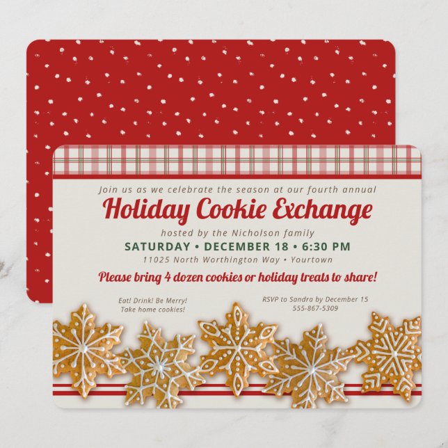 Invitación Intercambio de cookies | Fiesta de Holiday Baking (Anverso / Reverso)
