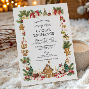 Invitación Intercambio de Galletas Acogedor con Casa de Pan d