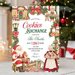 Invitación Intercambio de Galletas con Tema de Santa - Fiesta