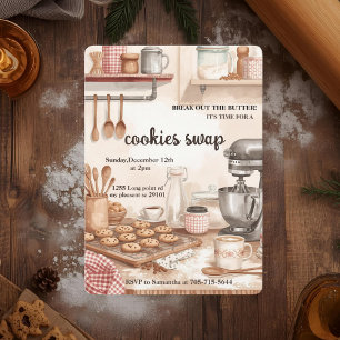 Invitación Intercambio de Galletas de Cocina Rústica 