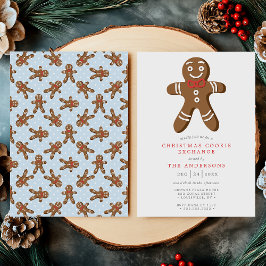 Invitación Intercambio de Galletas de Hombre de Jengibre Azul