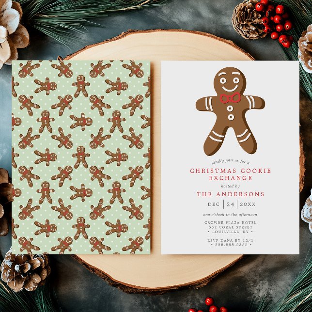 Invitación Intercambio de Galletas de Hombre de Jengibre Verd (Subido por el creador)
