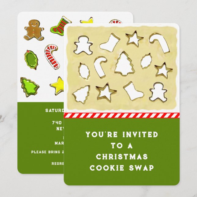 Invitación Intercambio de galletas de Navidad (Anverso / Reverso)