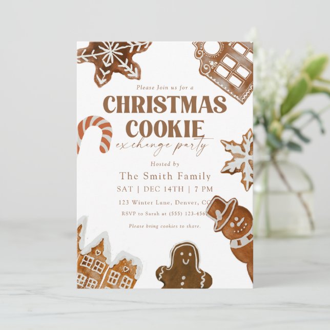 Invitación Intercambio de Galletas de Navidad (Anverso de pie)