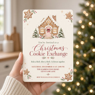 Invitación Intercambio de Galletas de Navidad Casa de Pan de