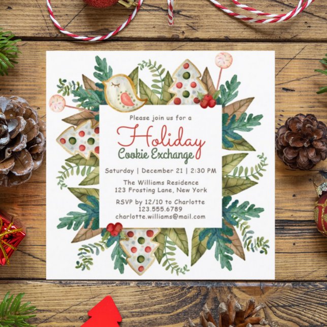 Invitación Intercambio de Galletas de Navidad con Acuarela Fi (Subido por el creador)
