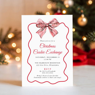 Invitación Intercambio de Galletas de Navidad con Lazo Coquet