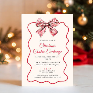 Invitación Intercambio de Galletas de Navidad con Lazo Coquet