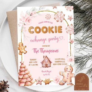 Invitación Intercambio de Galletas de Navidad de Invierno Ros
