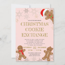 Invitación Intercambio de Galletas de Navidad de Jengibre Ros