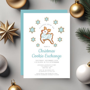 Invitación Intercambio de Galletas de Navidad de Reno Cute
