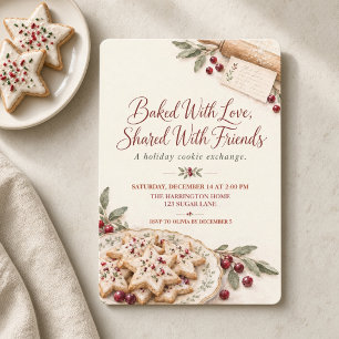 Invitación Intercambio de Galletas de Navidad Horneadas con A