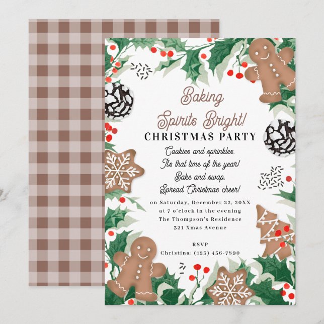 Invitación Intercambio de Galletas de Navidad Horneando Espír (Anverso / Reverso)