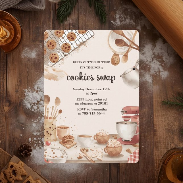 Invitación Intercambio de Galletas de Navidad Neutras (Subido por el creador)