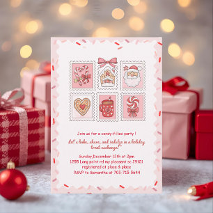 Invitación Intercambio de Galletas de Navidad Rosadas