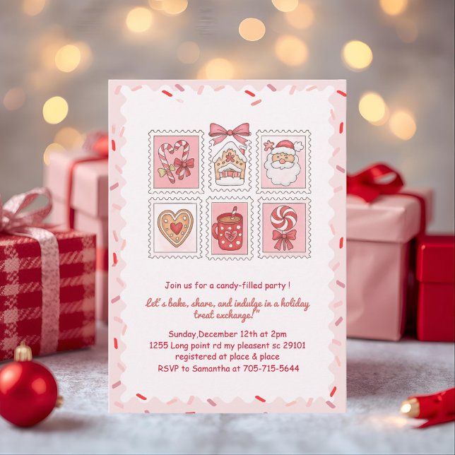 Invitación Intercambio de Galletas de Navidad Rosadas (Subido por el creador)