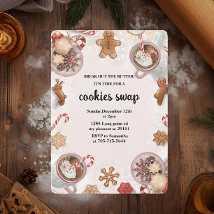 Invitación Intercambio de Galletas de Navidad Rosadas