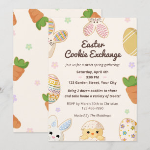 Invitación Intercambio de Galletas de Pascua Florales Dulces 