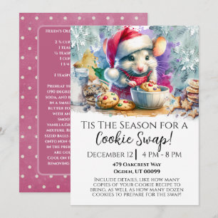 Invitación Intercambio de galletas de ratón con acuarela
