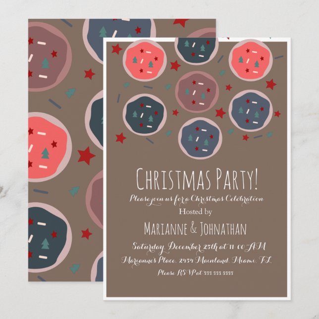 Invitación Intercambio de galletas dulces de Navidad con spri (Anverso / Reverso)