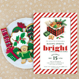 Invitación Intercambio de Galletas Elegantes Fiesta Rojo Verd