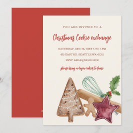 Invitación Intercambio de Galletas Festivas Rojo Verde Fiesta
