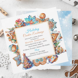 Invitación Intercambio de Galletas Navideñas de Acuarela de I